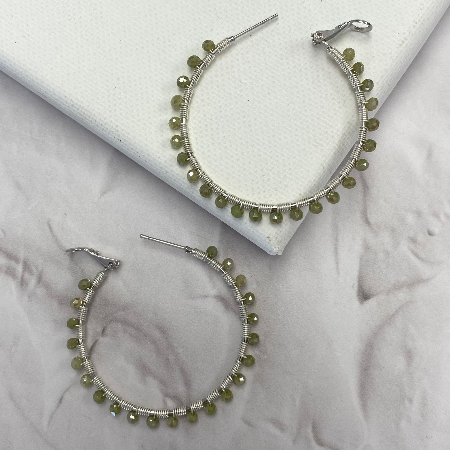 Aurora Crafted Style-XL Retro Hoop in Soft Khaki (Silver)-Earrings-Aurora Crafted Jewellery-