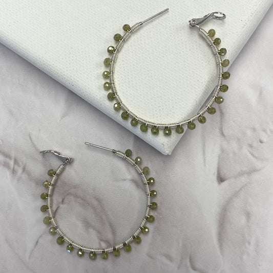 Aurora Crafted Style-XL Retro Hoop in Soft Khaki (Silver)-Earrings-Aurora Crafted Jewellery-