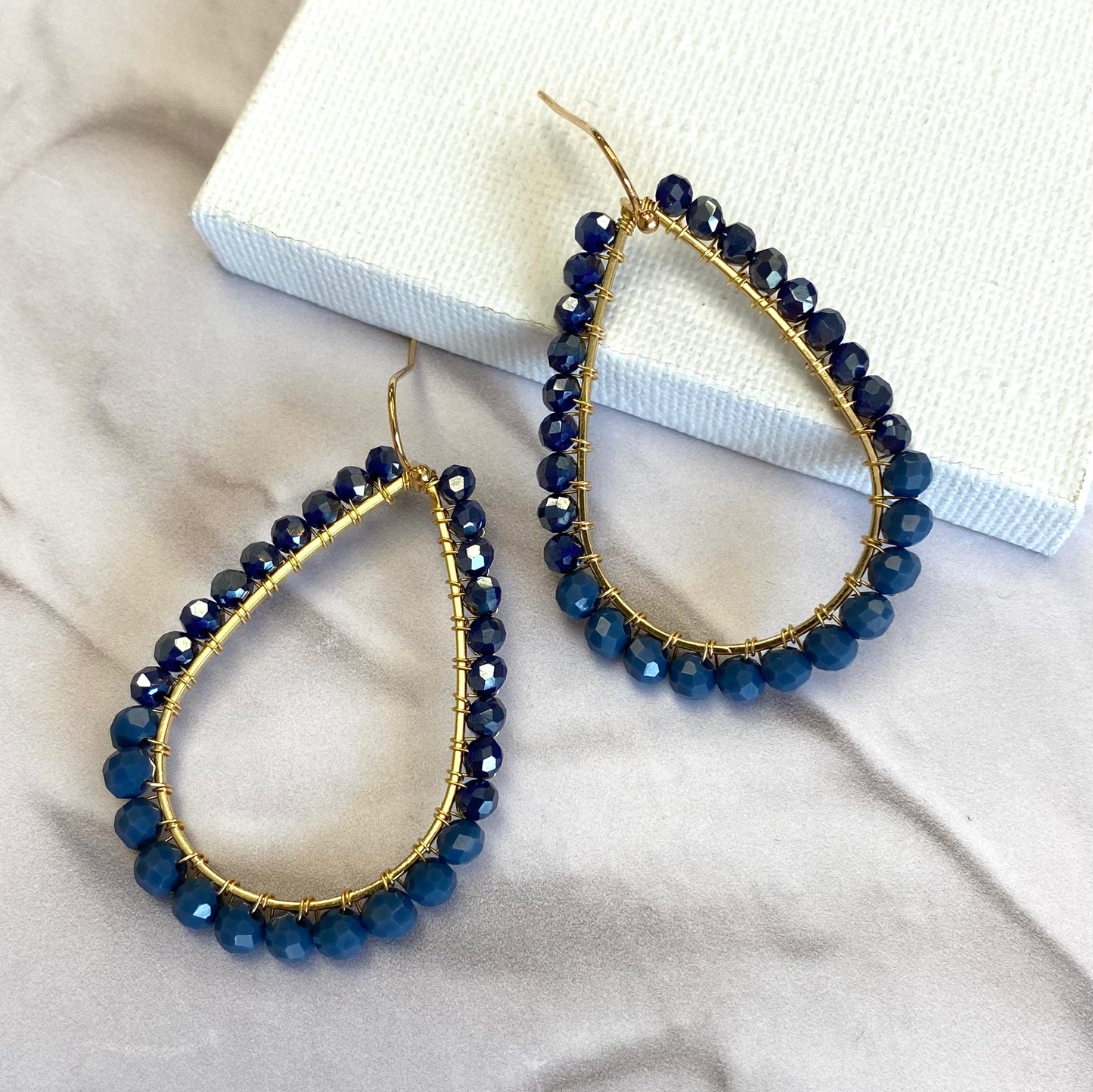 Aurora Crafted Style-Intense Indigo Classic Teardrop-Earrings-Aurora Crafted Jewellery-