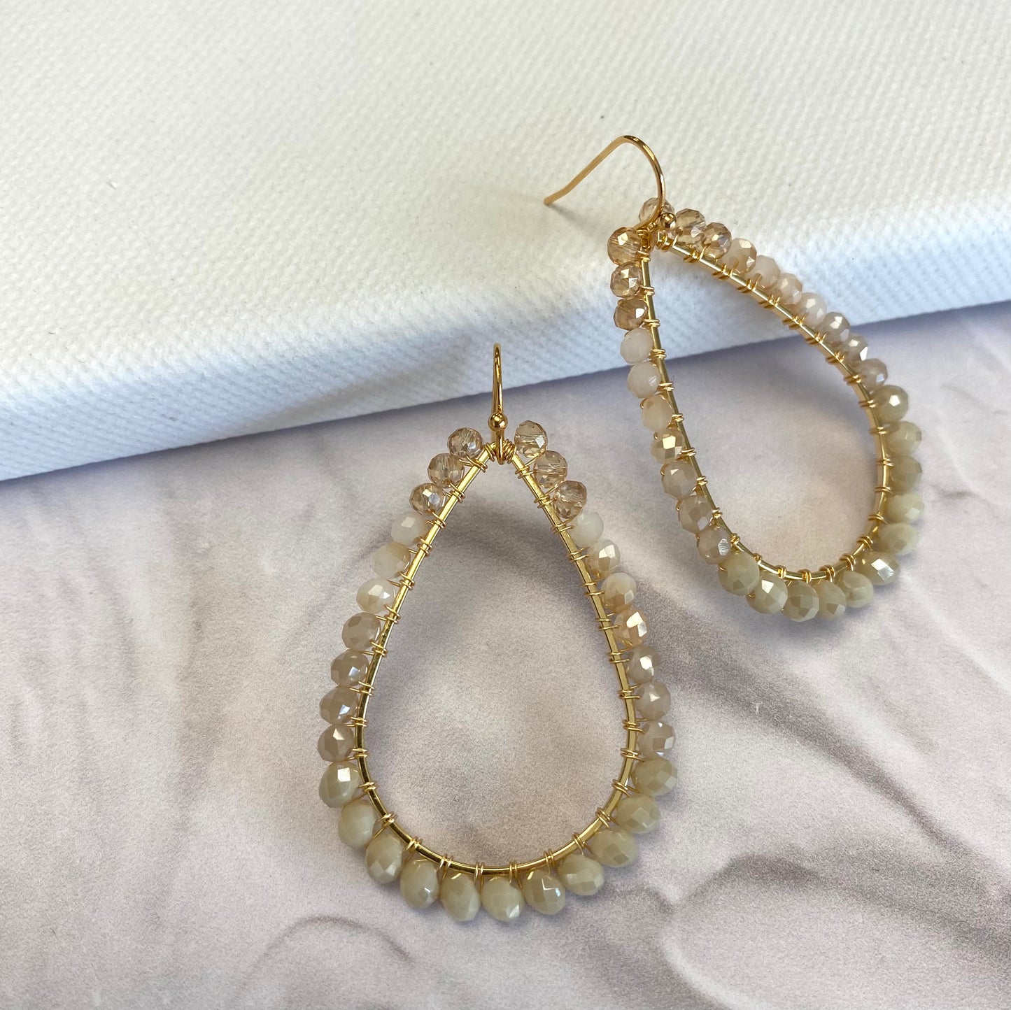Aurora Crafted Style-Neutral Nude Ombre Teardrop (Gold)-Earrings-Aurora Crafted Jewellery-