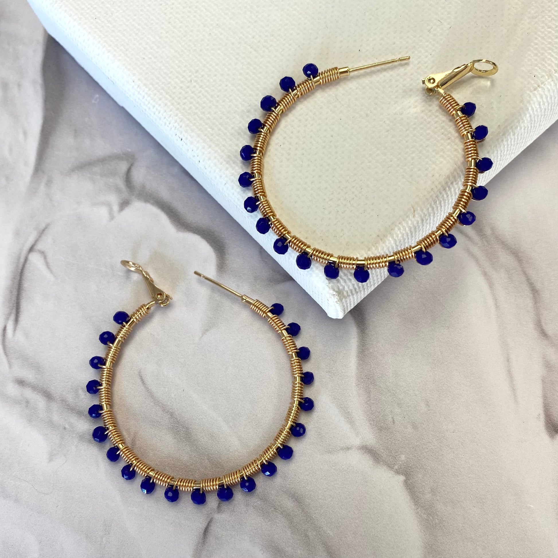 Aurora Crafted Style-XL Retro Hoop in Cobalt Blue (Gold)-Earrings-Aurora Crafted Jewellery-