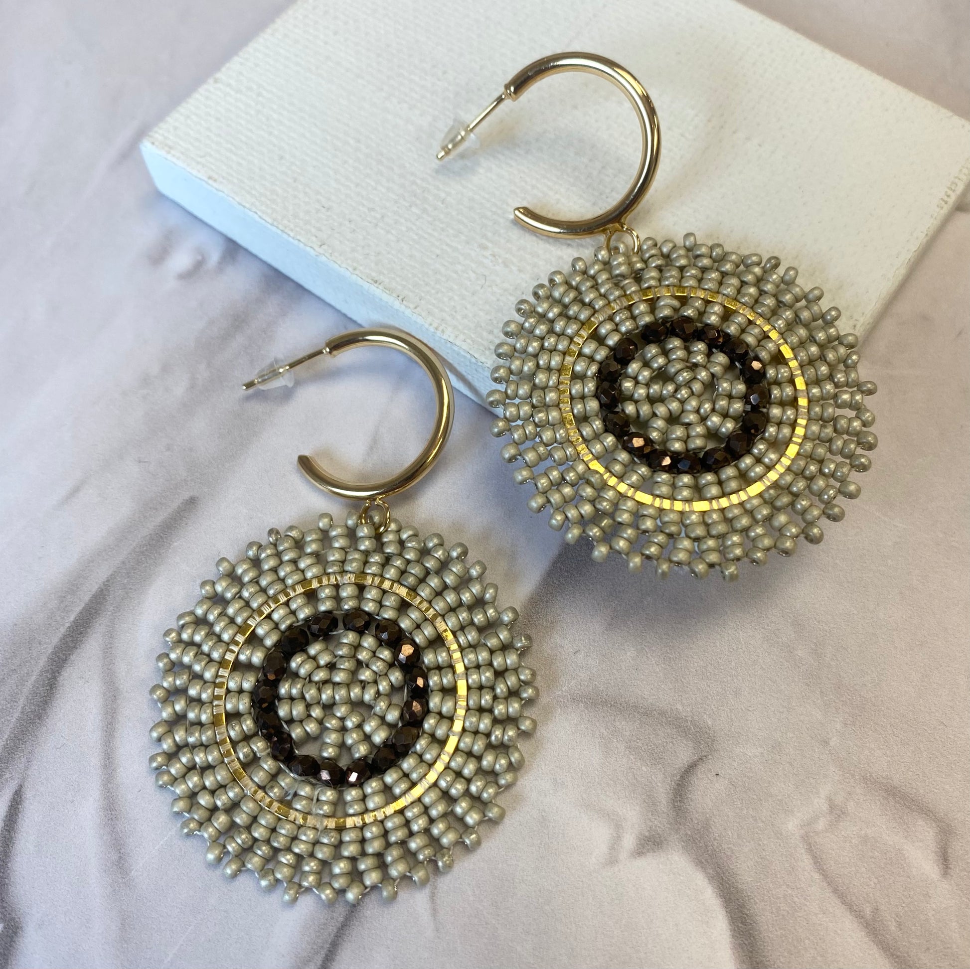 Aurora Crafted Style-Neutral & Copper Full Moon Reloaded-Earrings-Aurora Crafted Jewellery-