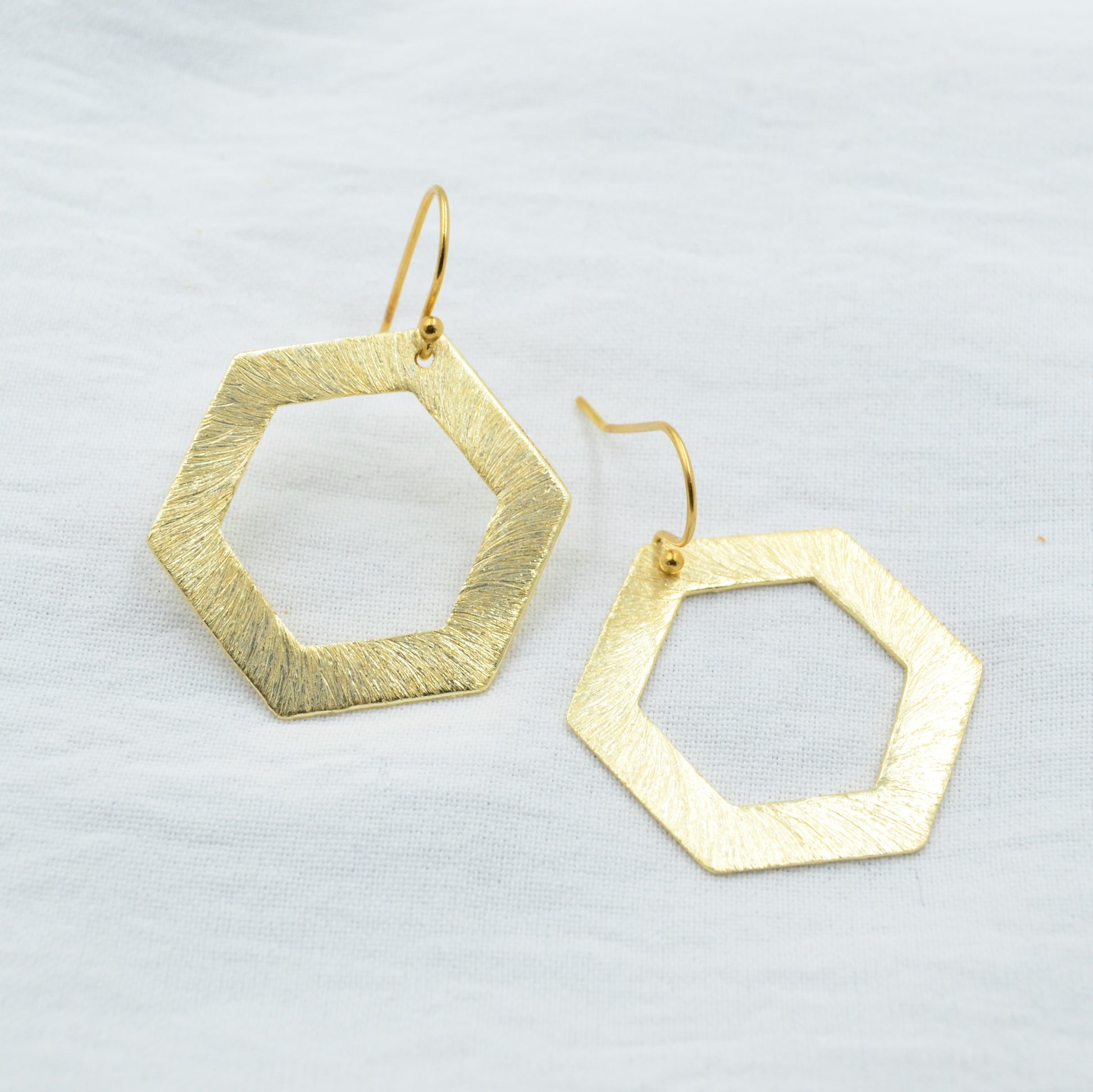 Aurora Crafted Style-Brushed Hexagons-Earrings-Aurora Crafted Jewellery-