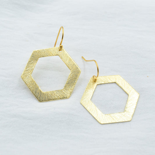 Aurora Crafted Style-Brushed Hexagons-Earrings-Aurora Crafted Jewellery-