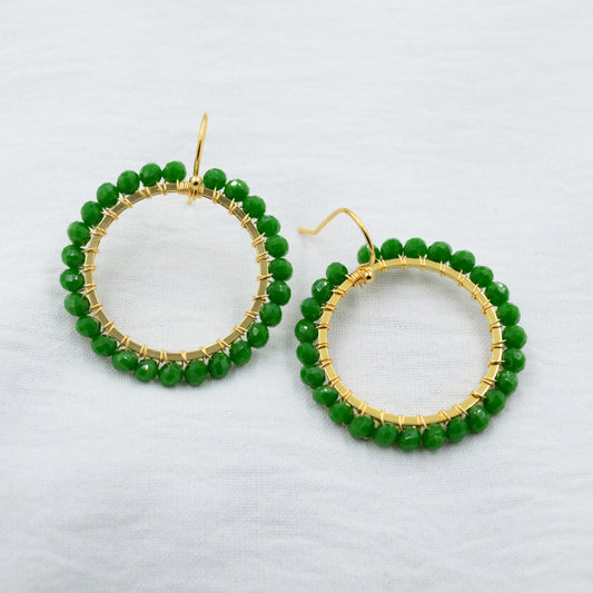 Aurora Crafted Style-Green Brilliant Basics (Gold)-Earrings-Aurora Crafted Jewellery-