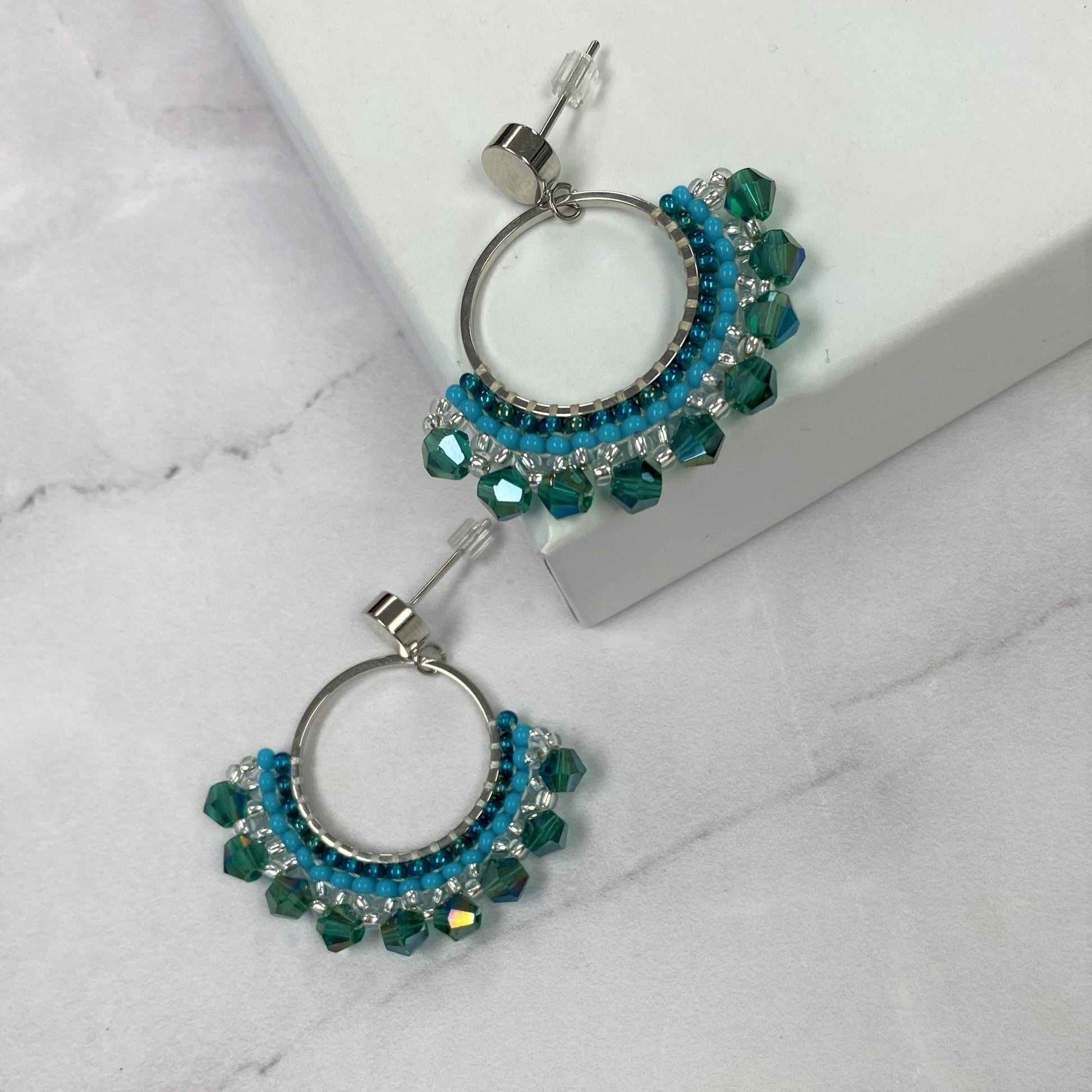 Aurora Crafted Style-Small Frida in Aqua (Silver)-Earrings-Aurora Crafted Jewellery-