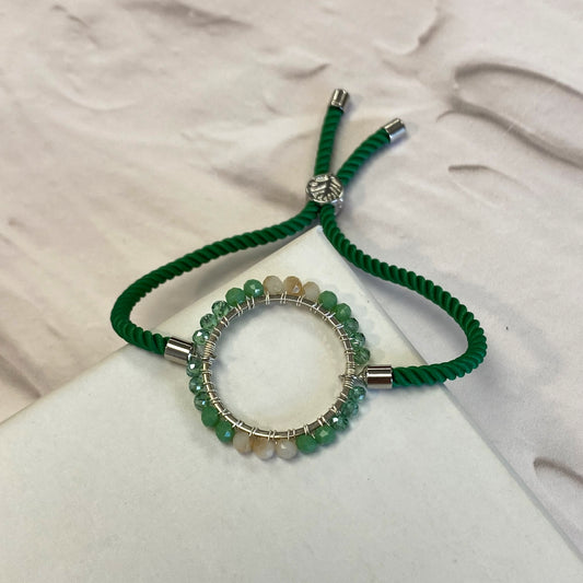 Aurora Crafted Style-Green & Cream Aurora Wristlet-BRACELETS-Aurora Crafted Jewellery-