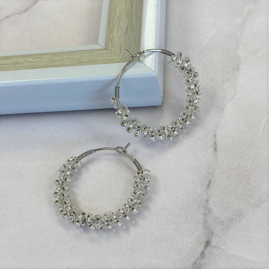 Aurora Crafted Style-Wrapped Hoops in Silver (Silver)-Earrings-Aurora Crafted Jewellery-