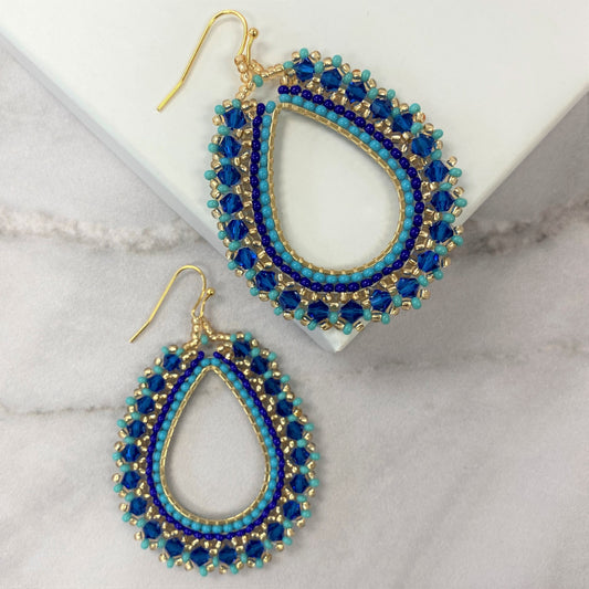 Aurora Crafted Style-Full Frida in Blues (Gold)-Earrings-Aurora Crafted Jewellery-
