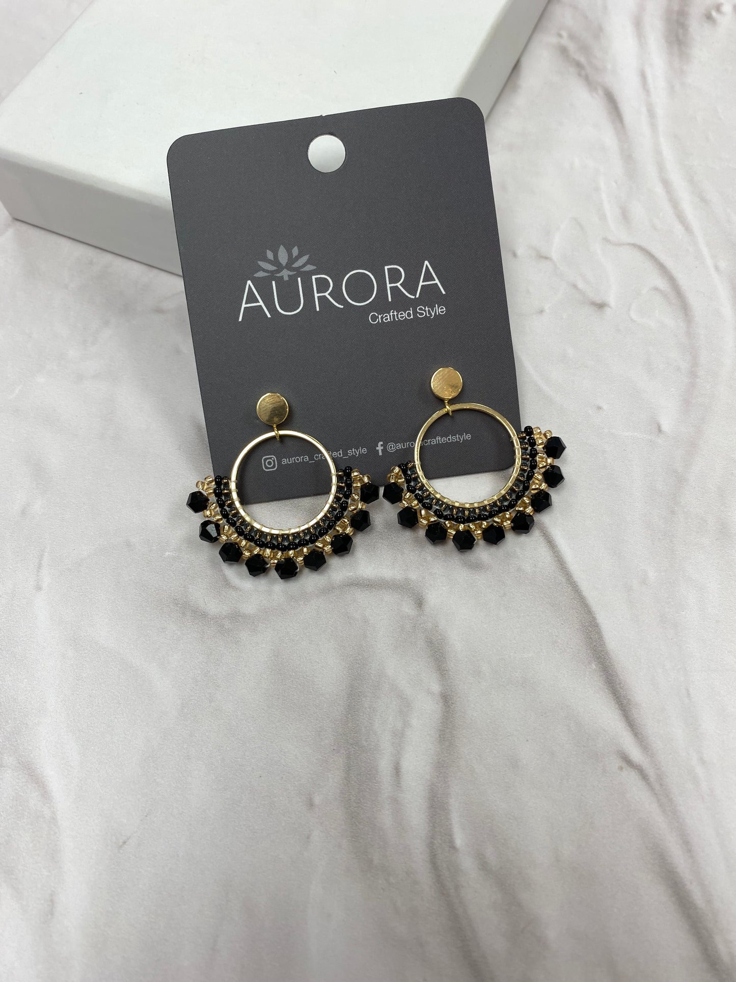 Aurora Crafted Style-Small Frida in Black (Gold)-Earrings-Aurora Crafted Jewellery-