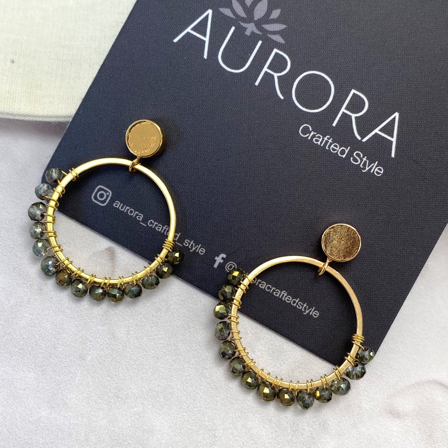Aurora Crafted Style-Semicircles in Smokey Quartz (Gold)-Earrings-Aurora Crafted Jewellery-