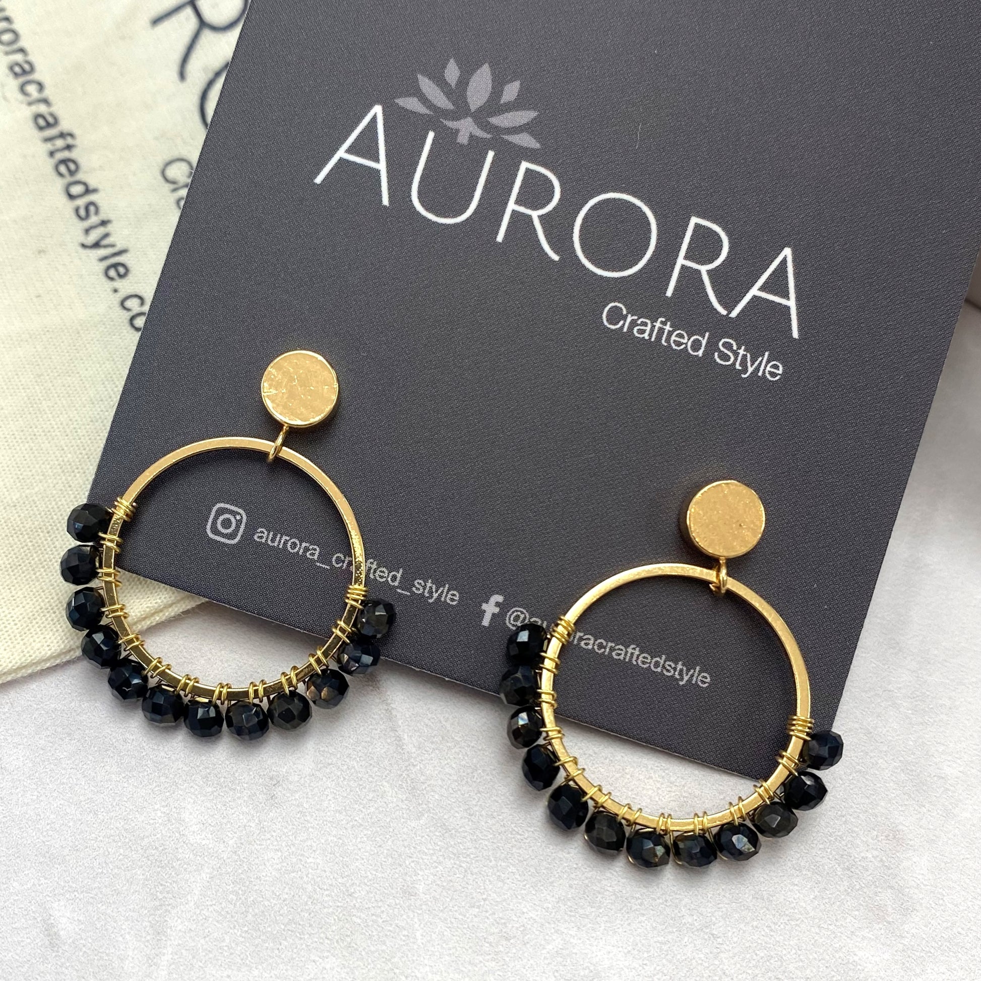 Aurora Crafted Style-Semicircles in Soft Black (Gold)-Earrings-Aurora Crafted Jewellery-