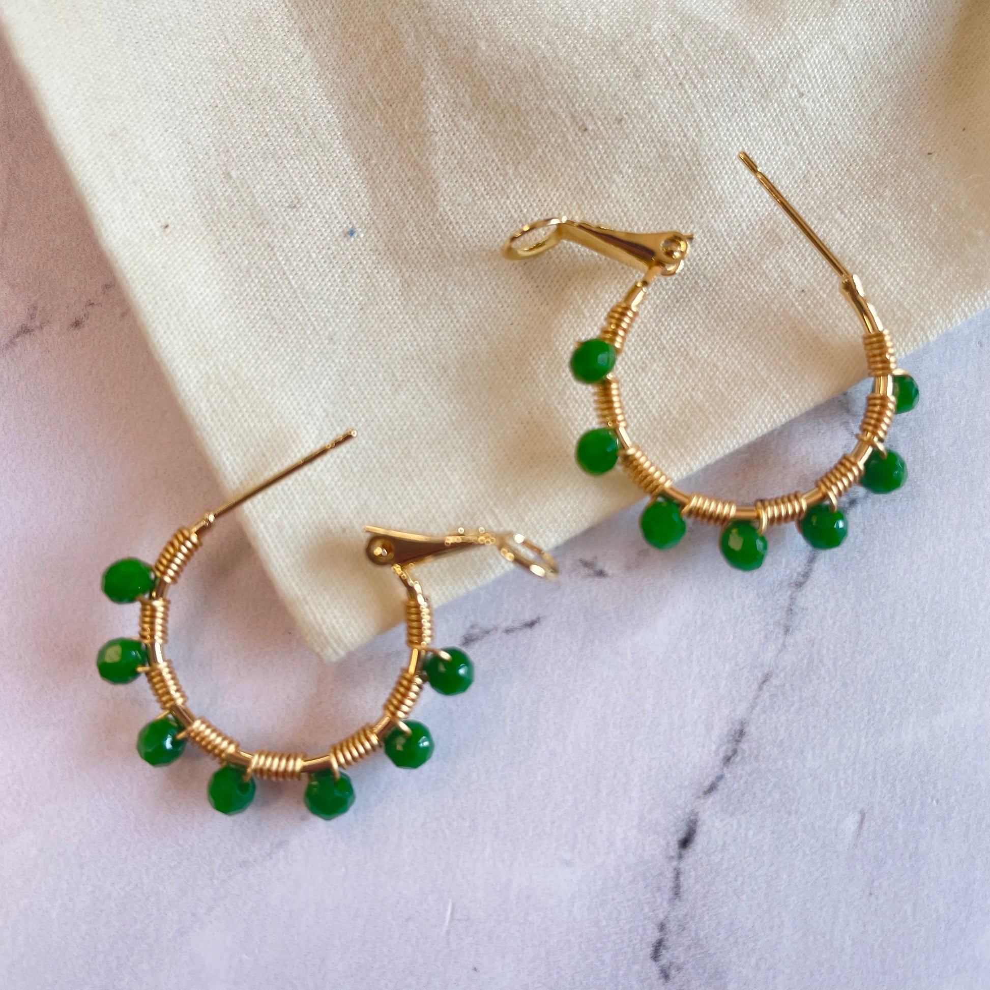 Aurora Crafted Style-Retro Hoop in Apple Green (Gold)-Earrings-Aurora Crafted Jewellery-