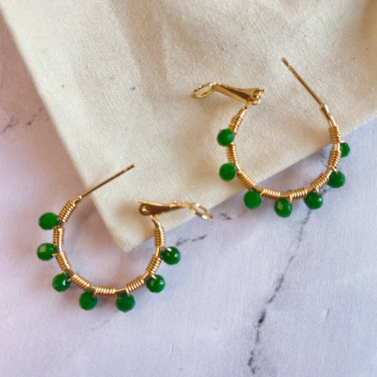 Aurora Crafted Style-Retro Hoop in Apple Green (Gold)-Earrings-Aurora Crafted Jewellery-
