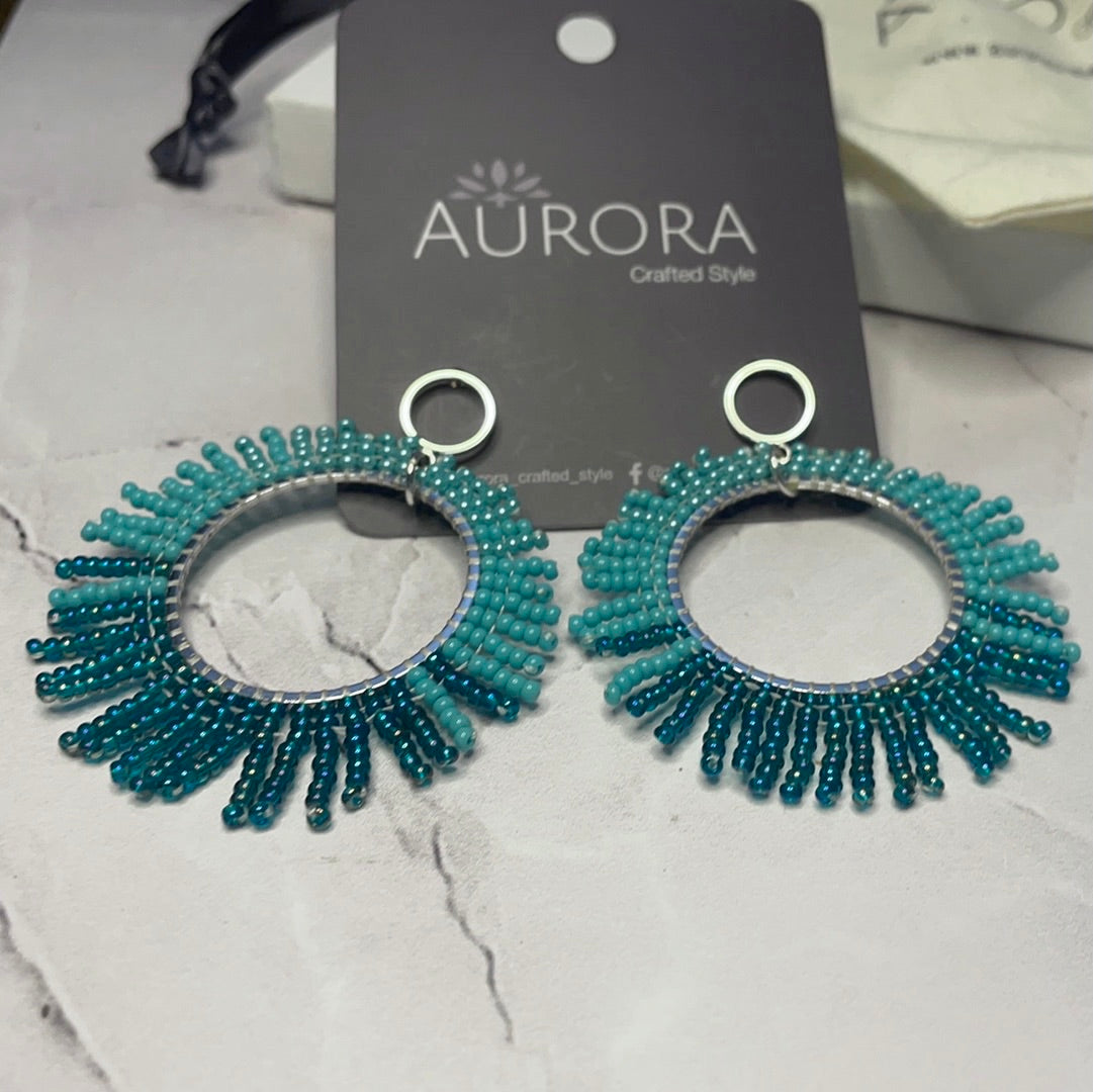 Aurora Crafted Style-Turquoise Burst Firework (Silver)-Earrings-Aurora Crafted Jewellery-