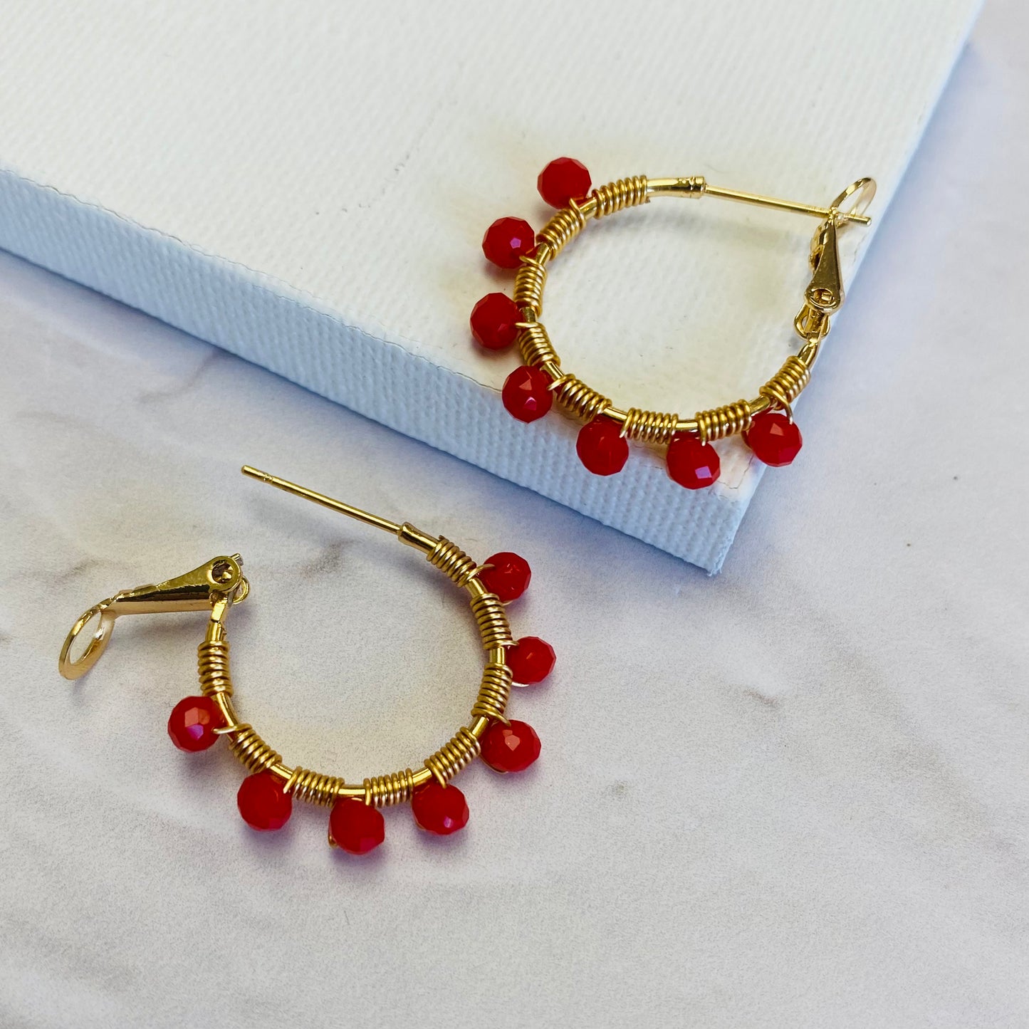 Aurora Crafted Style-Retro Hoop in Robot Red (Gold)-Earrings-Aurora Crafted Jewellery-