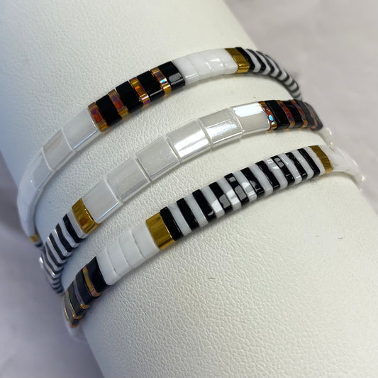 Aurora Crafted Style-Tila Bracelet Monochrome 2-BRACELETS-Aurora Crafted Jewellery-