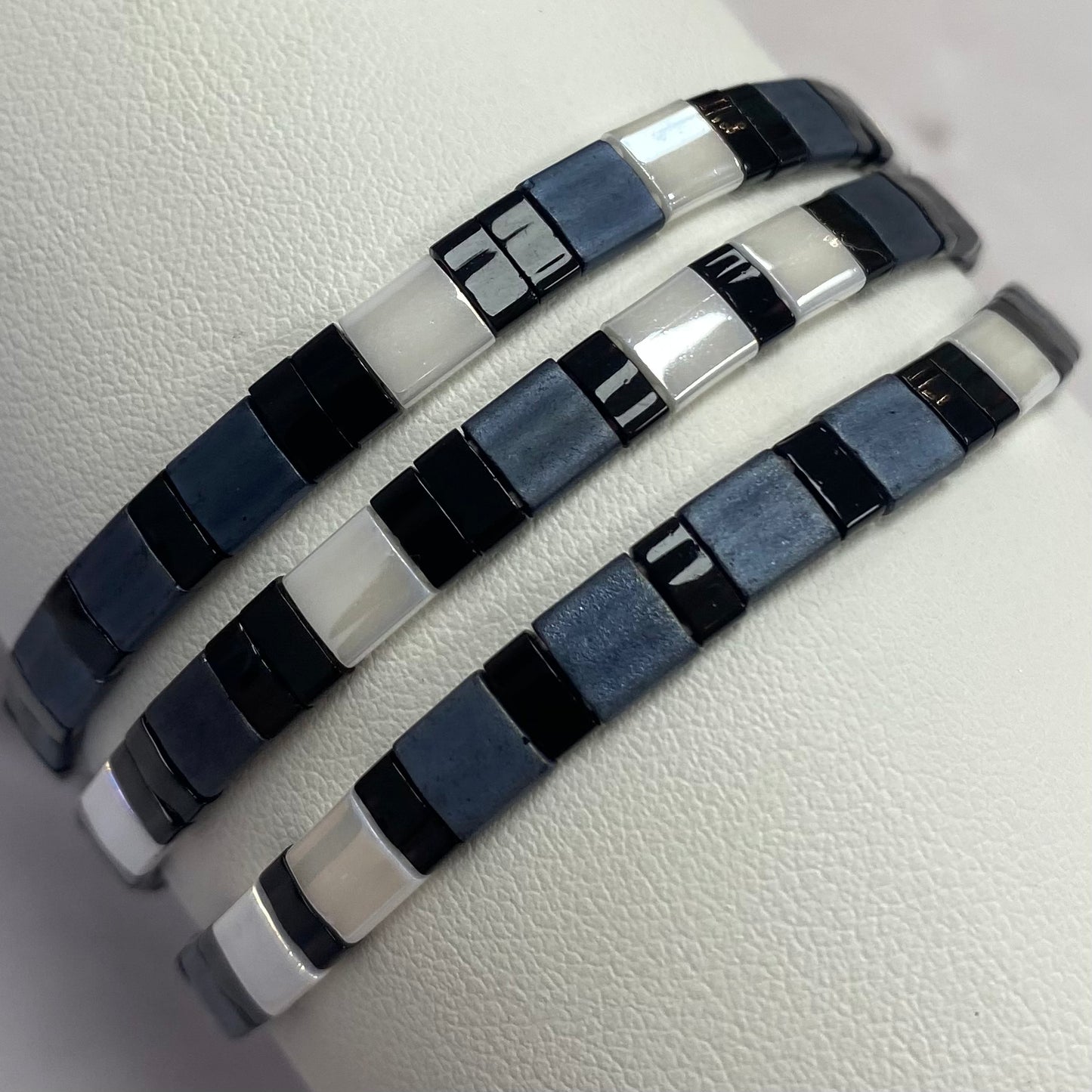 Aurora Crafted Style-Tila Bracelet Black & Grey-BRACELETS-Aurora Crafted Jewellery-