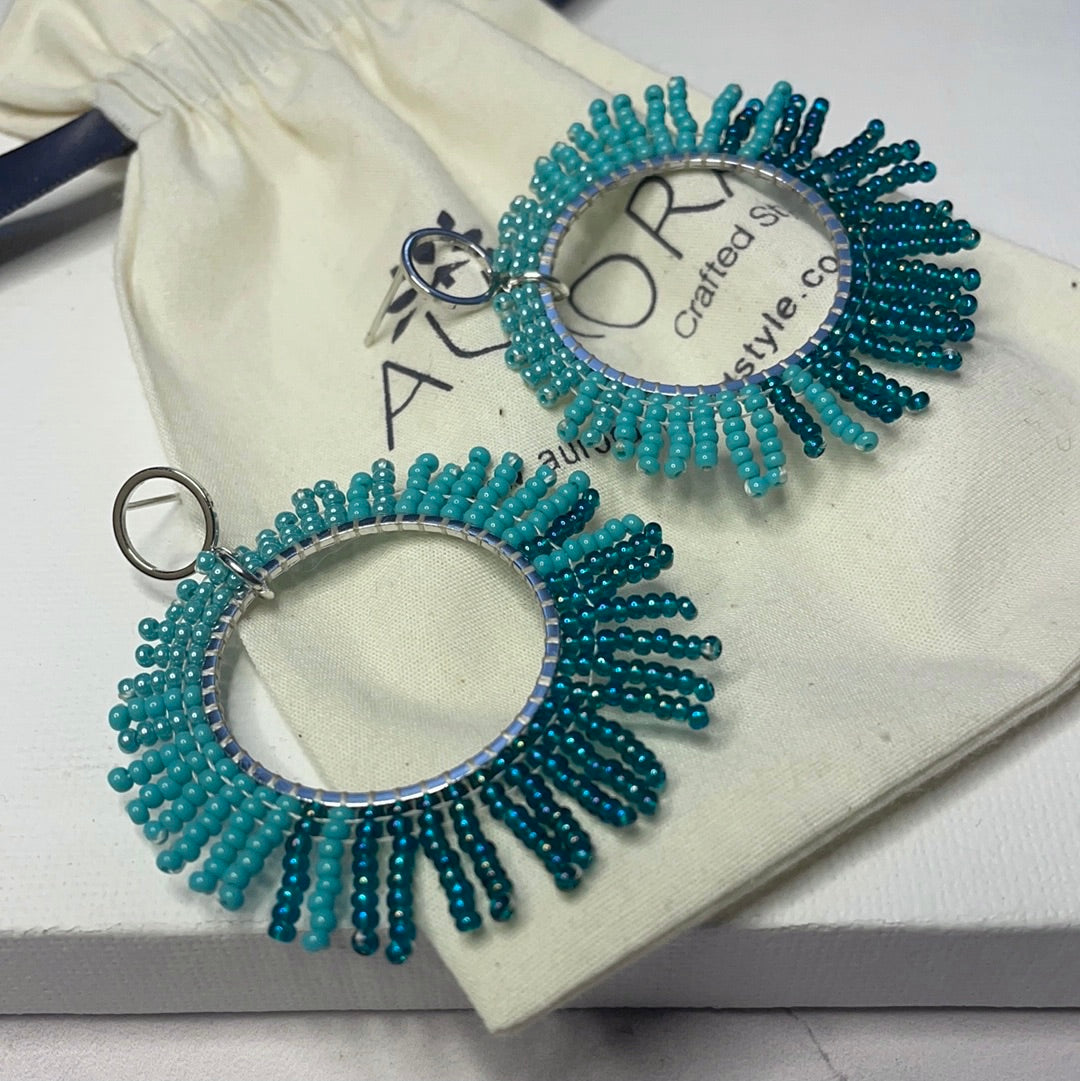 Aurora Crafted Style-Turquoise Burst Firework (Silver)-Earrings-Aurora Crafted Jewellery-