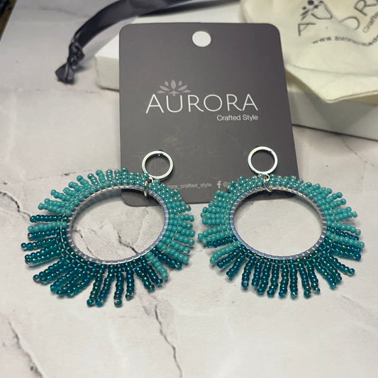Aurora Crafted Style-Turquoise Burst Firework (Silver)-Earrings-Aurora Crafted Jewellery-