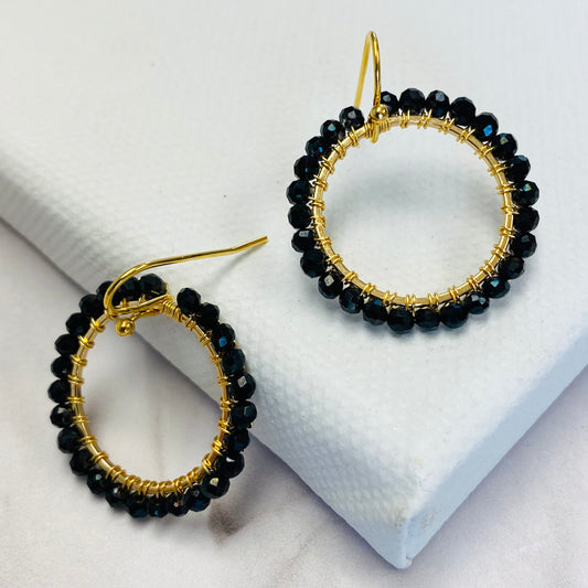 Aurora Crafted Style-Aurora Huggies in Onyx (Gold)-Earrings-Aurora Crafted Jewellery-
