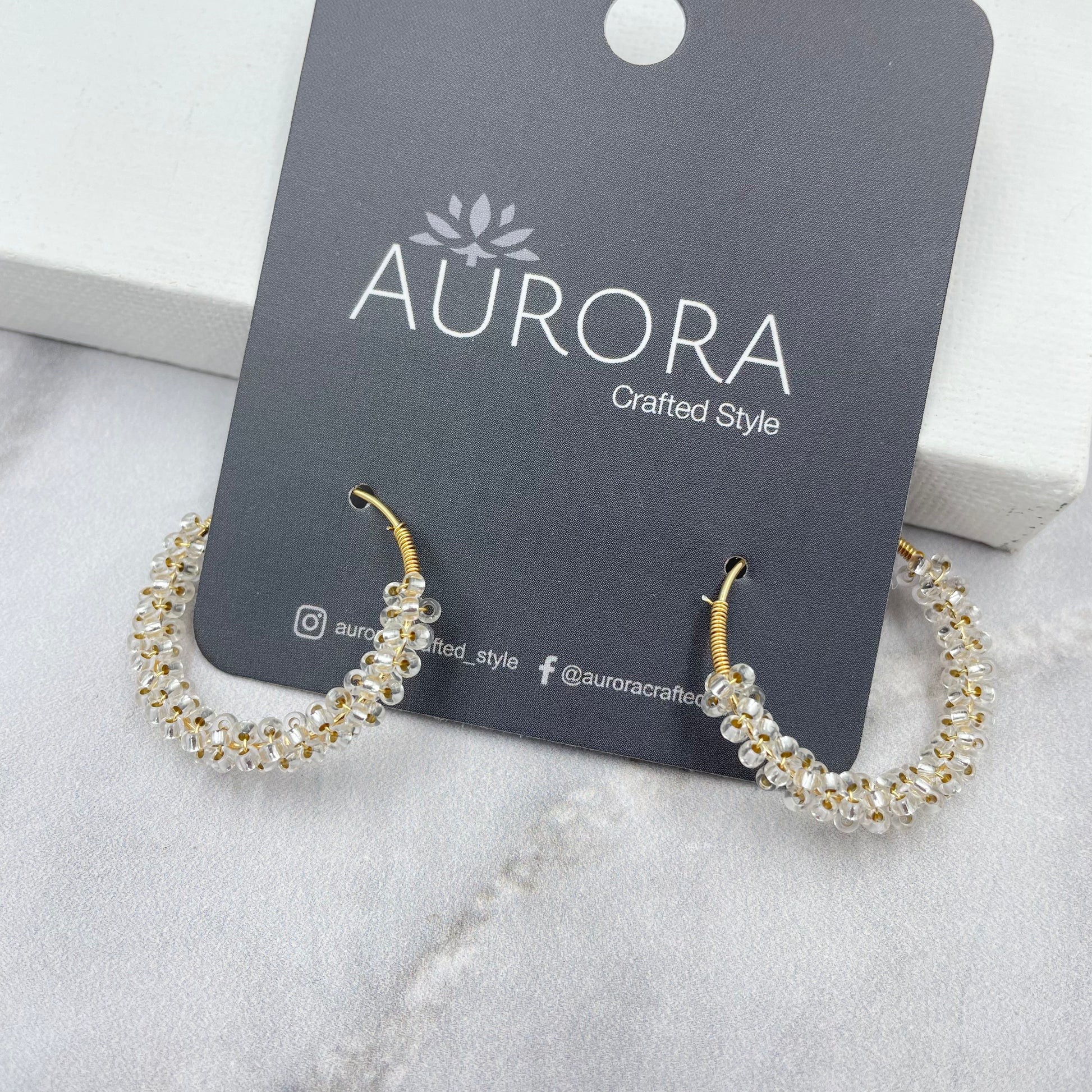 Aurora Crafted Style-Wrapped Hoops in Glass (Gold)-Earrings-Aurora Crafted Jewellery-
