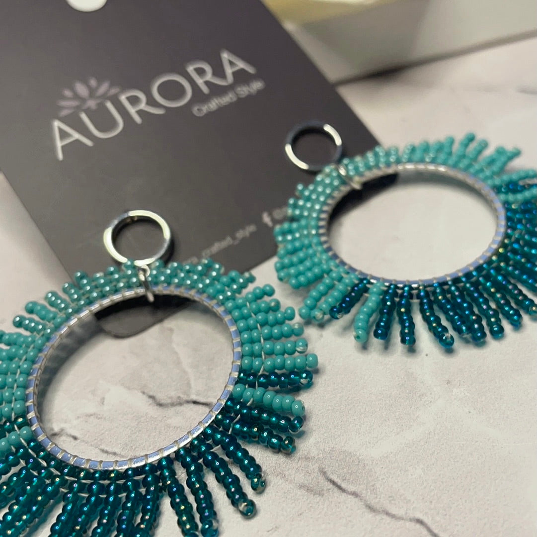 Aurora Crafted Style-Turquoise Burst Firework (Silver)-Earrings-Aurora Crafted Jewellery-