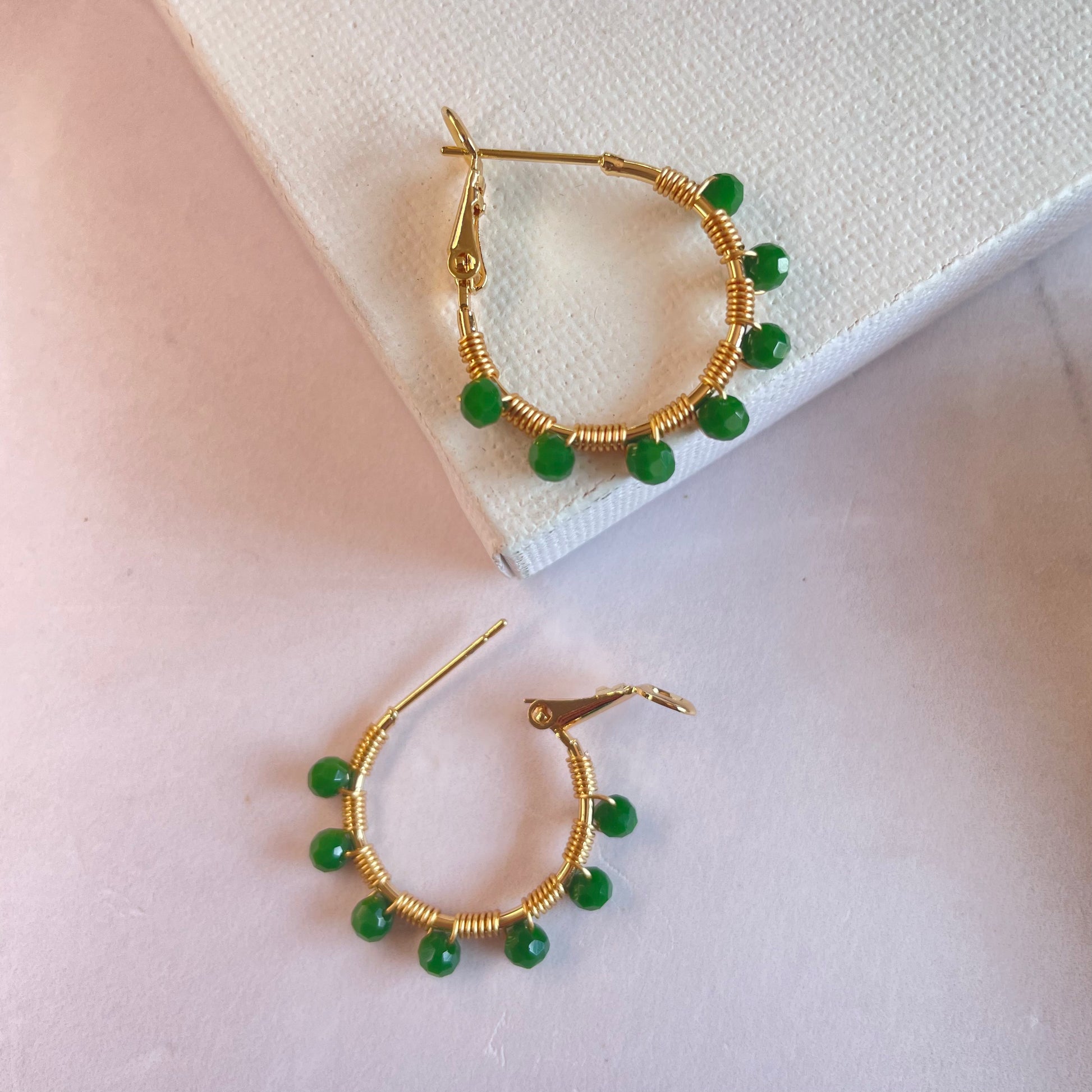 Aurora Crafted Style-Retro Hoop in Apple Green (Gold)-Earrings-Aurora Crafted Jewellery-