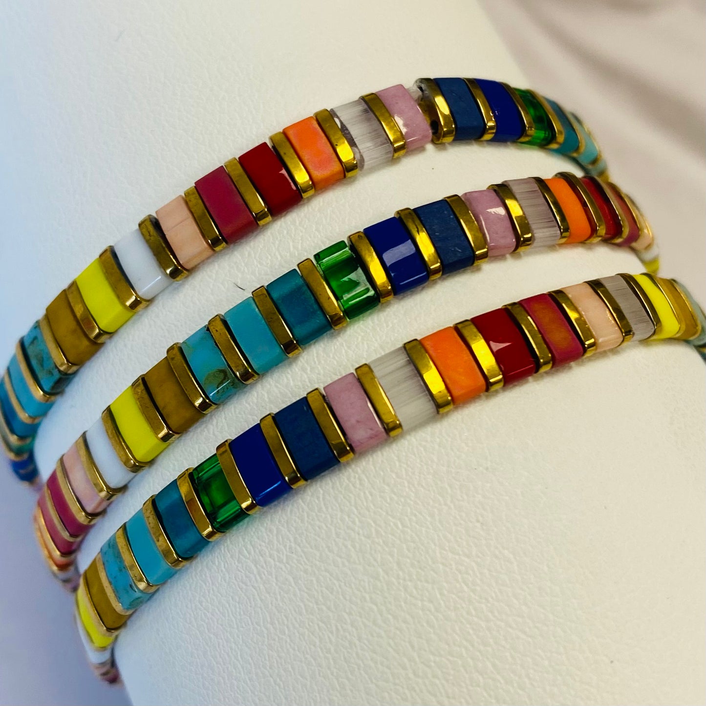 Aurora Crafted Style-Tila Bracelet Rainbow 1-BRACELETS-Aurora Crafted Jewellery-