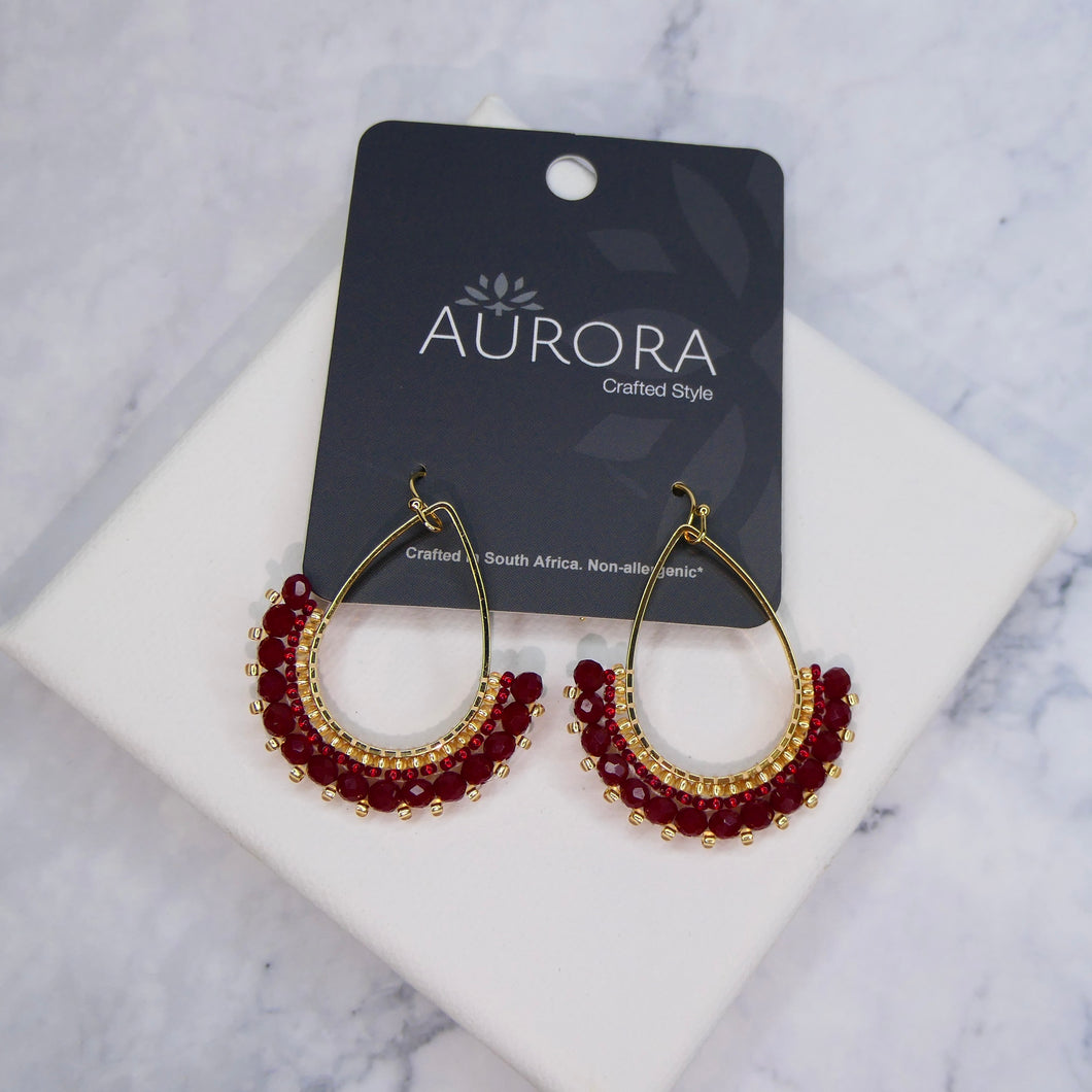 Aurora Crafted Style-Half Frida in Bordeaux (Gold)-Earrings-Aurora Crafted Jewellery-