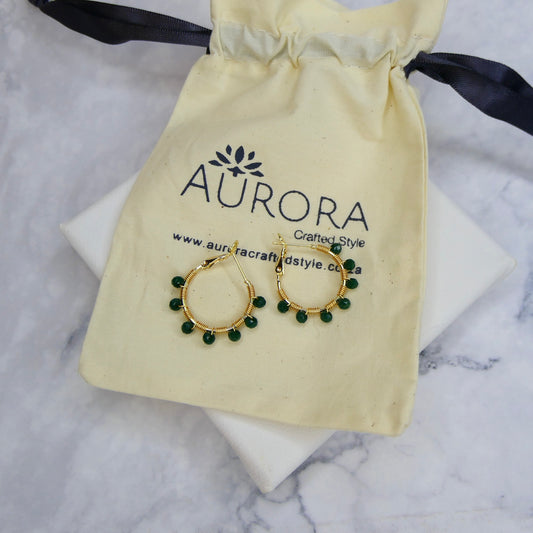 Aurora Crafted Style-Retro Hoop in Emerald (Gold)-Earrings-Aurora Crafted Jewellery-