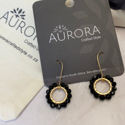 Aurora Crafted Style-Pretty Pop in Black (Gold)-Earrings-Aurora Crafted Jewellery-
