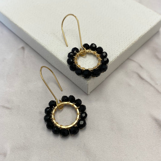 Aurora Crafted Style-Pretty Pop in Black (Gold)-Earrings-Aurora Crafted Jewellery-