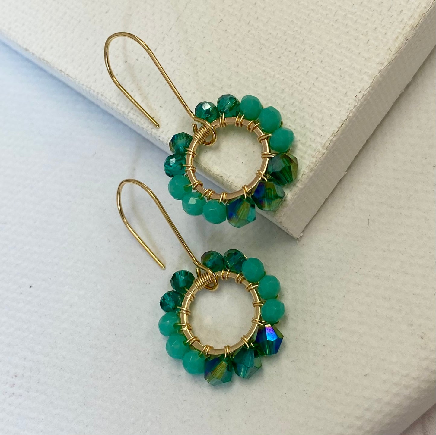 Aurora Crafted Style-Pretty Pop in Aqua (Gold)-Earrings-Aurora Crafted Jewellery-