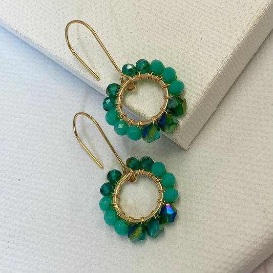 Aurora Crafted Style-Pretty Pop in Aqua (Gold)-Earrings-Aurora Crafted Jewellery-