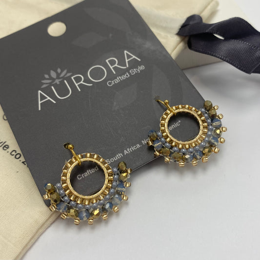 Aurora Crafted Style-Mini Mosaic Drop Marble Grey (Gold)-Earrings-Aurora Crafted Jewellery-