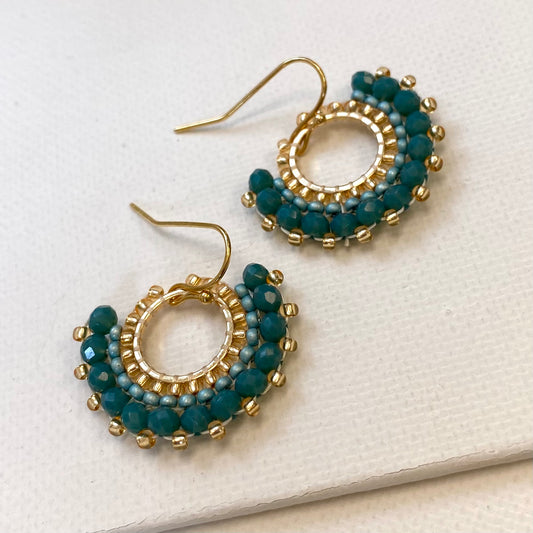 Aurora Crafted Style-Mini Mosaic Drop Moss Green (Gold)-Earrings-Aurora Crafted Jewellery-