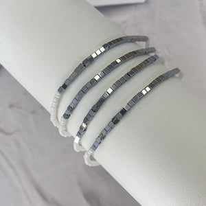 Disco Bracelet Set in Silver and White