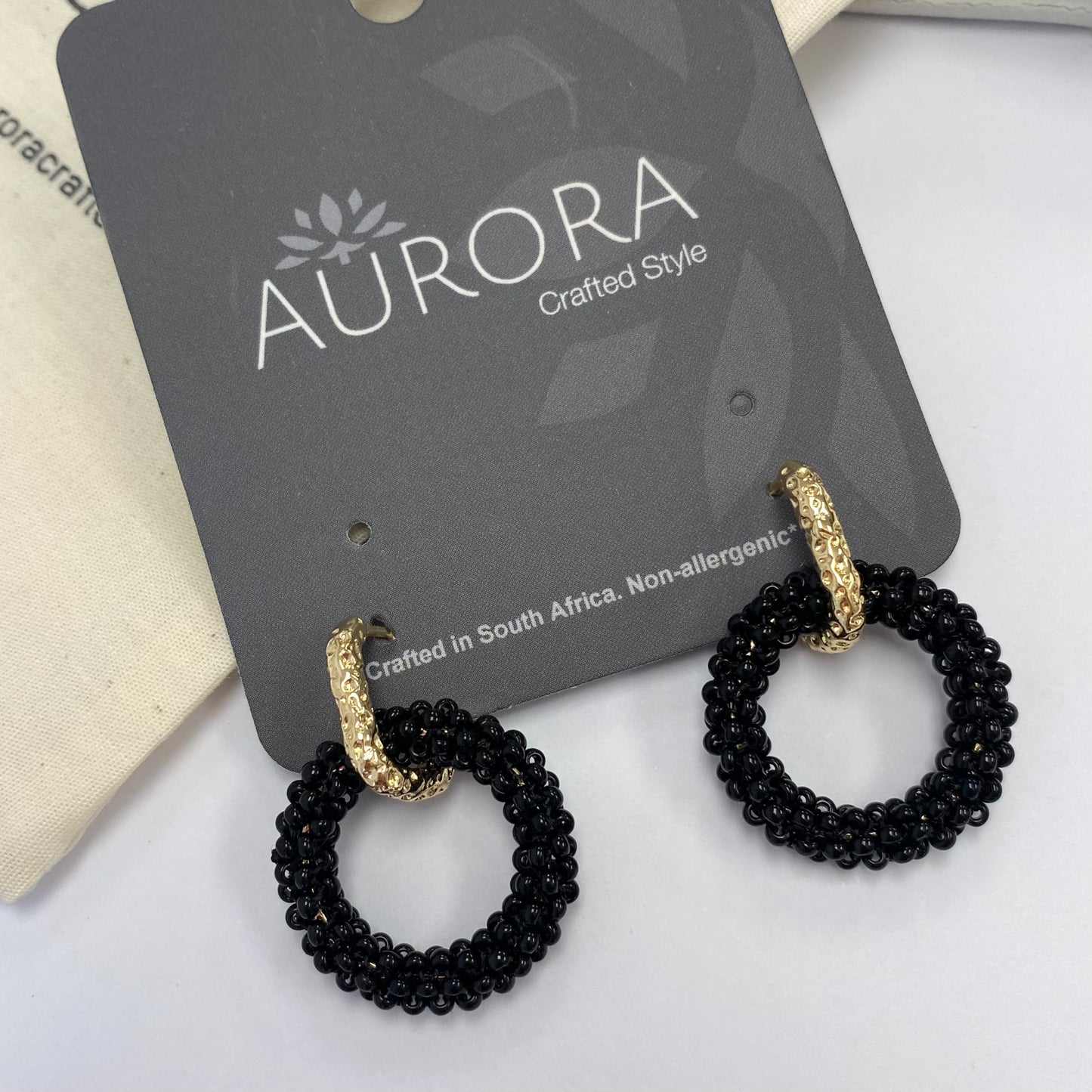 Aurora Crafted Style-Princess Drop in Black (Gold)-Earrings-Aurora Crafted Jewellery-