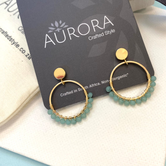 Aurora Crafted Style-Semicircles in Duck Egg (Gold)-Earrings-Aurora Crafted Jewellery-