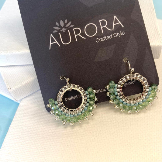 Aurora Crafted Style-Mini Mosaic Drop Sea Green (Silver)-Earrings-Aurora Crafted Jewellery-