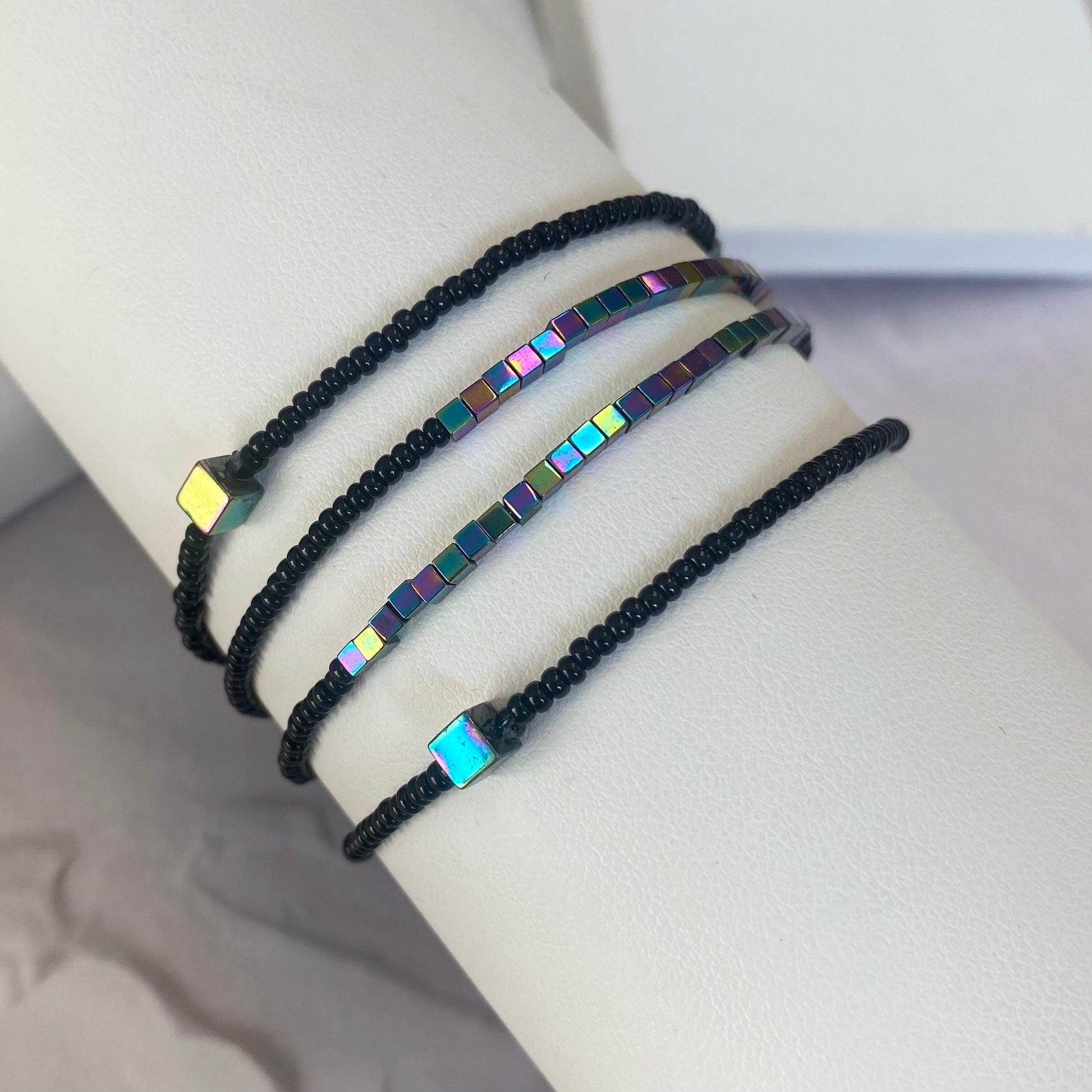 Aurora Crafted Style-Disco Bracelet in Rainbow and Black-BRACELETS-Aurora Crafted Jewellery-