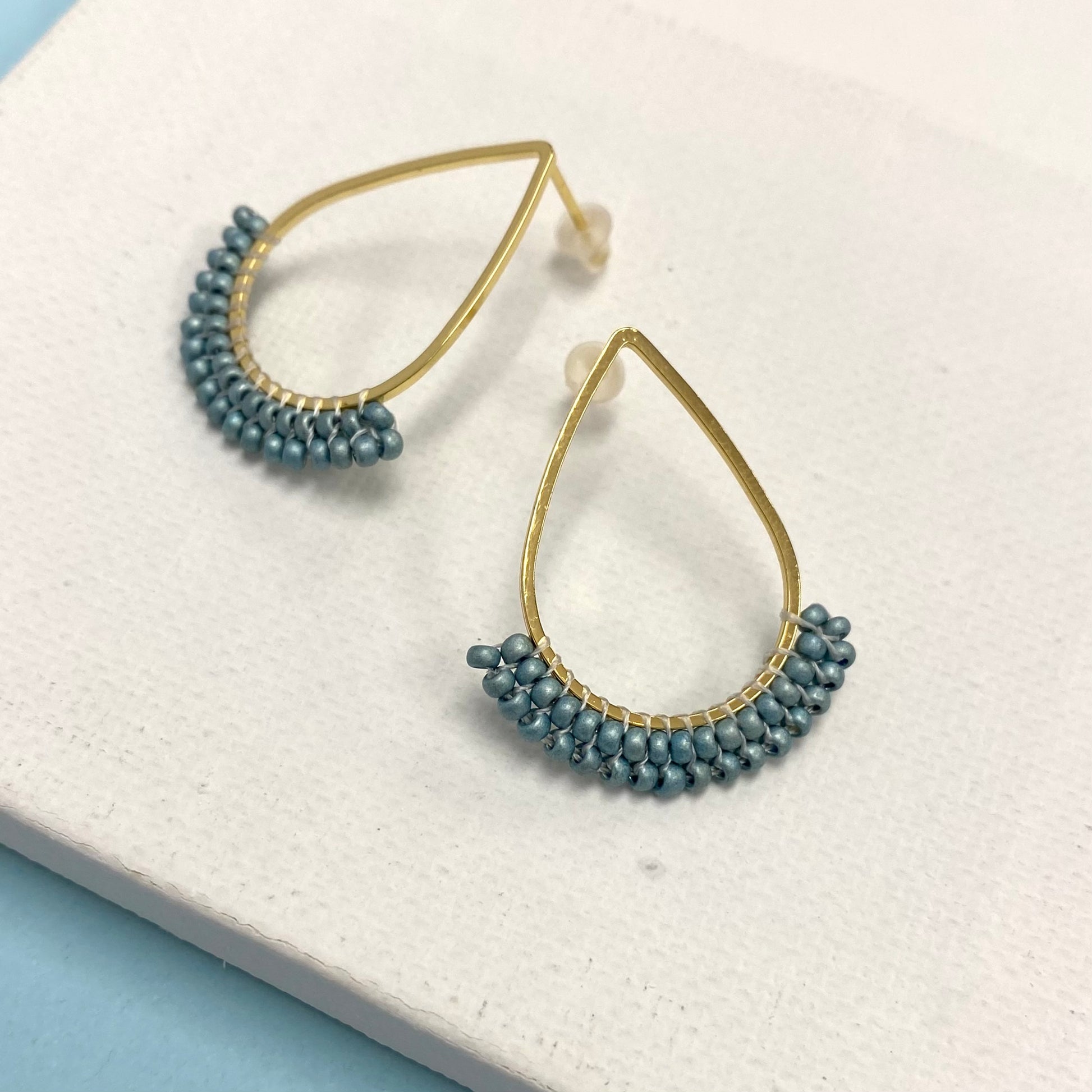 Aurora Crafted Style-Dipped Teardrop Stud in Sea Green (Gold)-Earrings-Aurora Crafted Jewellery-