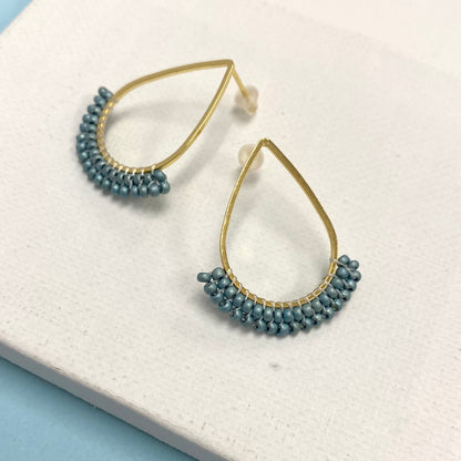 Aurora Crafted Style-Dipped Teardrop Stud in Sea Green (Gold)-Earrings-Aurora Crafted Jewellery-