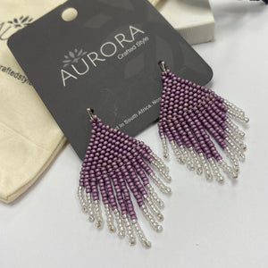 Aurora Crafted Style-Mini Tassels Lilac (Silver)-Earrings-Aurora Crafted Jewellery-