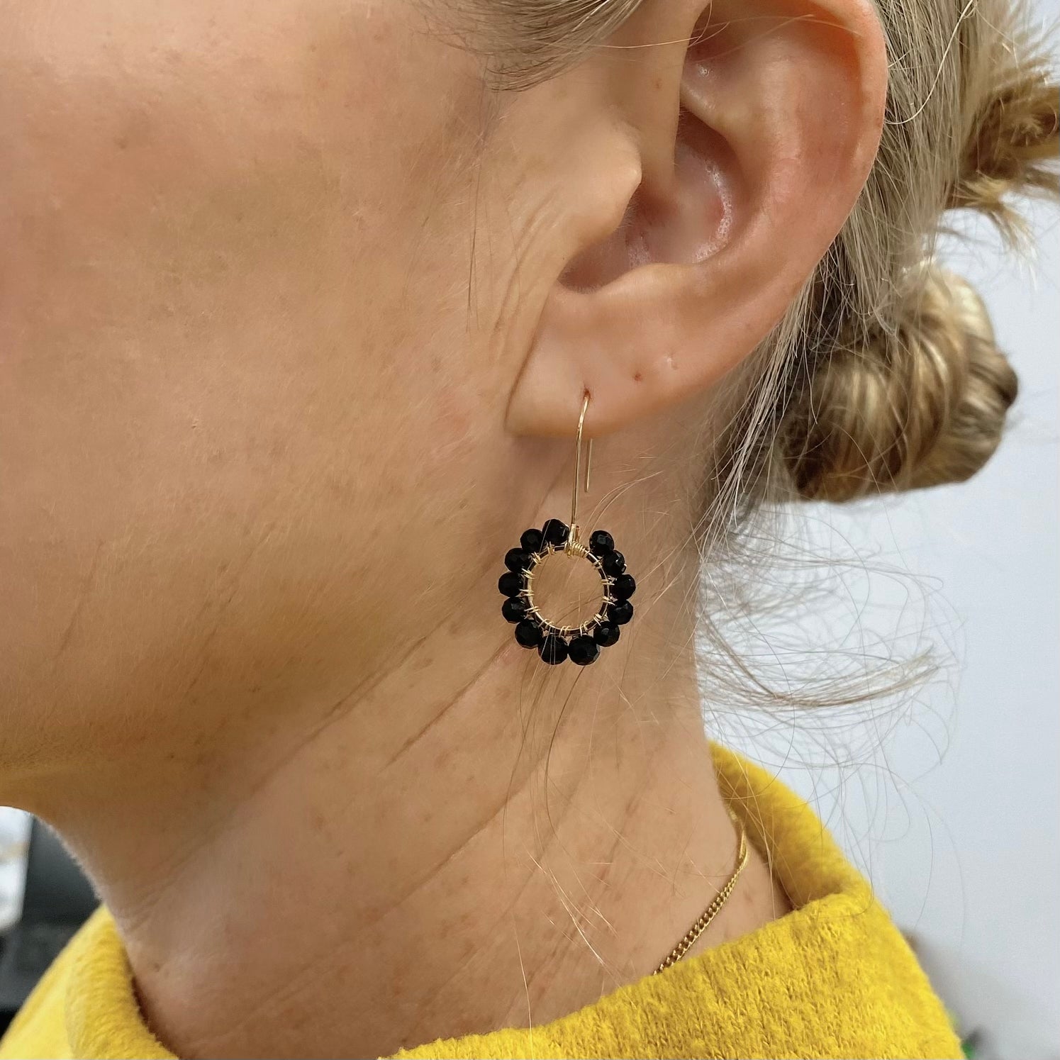 Aurora Crafted Style-Pretty Pop in Black (Gold)-Earrings-Aurora Crafted Jewellery-