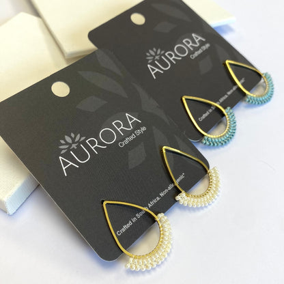 Aurora Crafted Style-Dipped Teardrop Stud in Pearl (Gold)-Earrings-Aurora Crafted Jewellery-