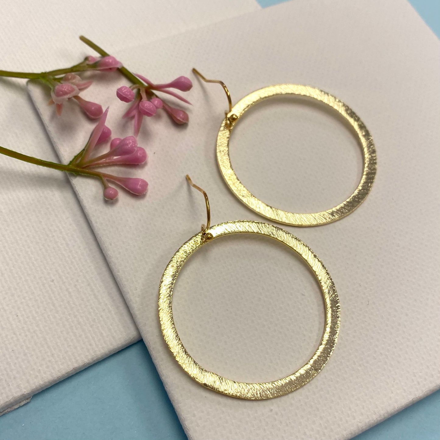 Aurora Crafted Style-Brushed Hoops (Gold)-Earrings-Aurora Crafted Jewellery-