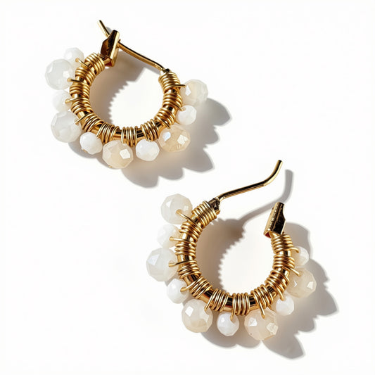 Aurora Crafted Style-Athena Hoops in Cream (Gold)-Aurora Crafted Style-