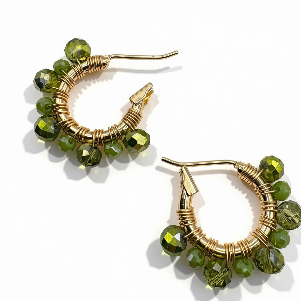 Aurora Crafted Style-Athena Hoops in Kiwi (Gold)-Aurora Crafted Style-